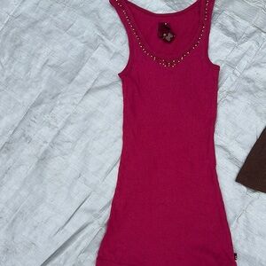 Hollister Fuchsia Tank Top with Beaded Neckline